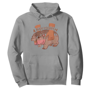 Baby Hippo Moo Deng Hoodie Bouncy Pig in Thai Picture The Cute Pygmy Hippopotamus TS02 Sport Gray Print Your Wear