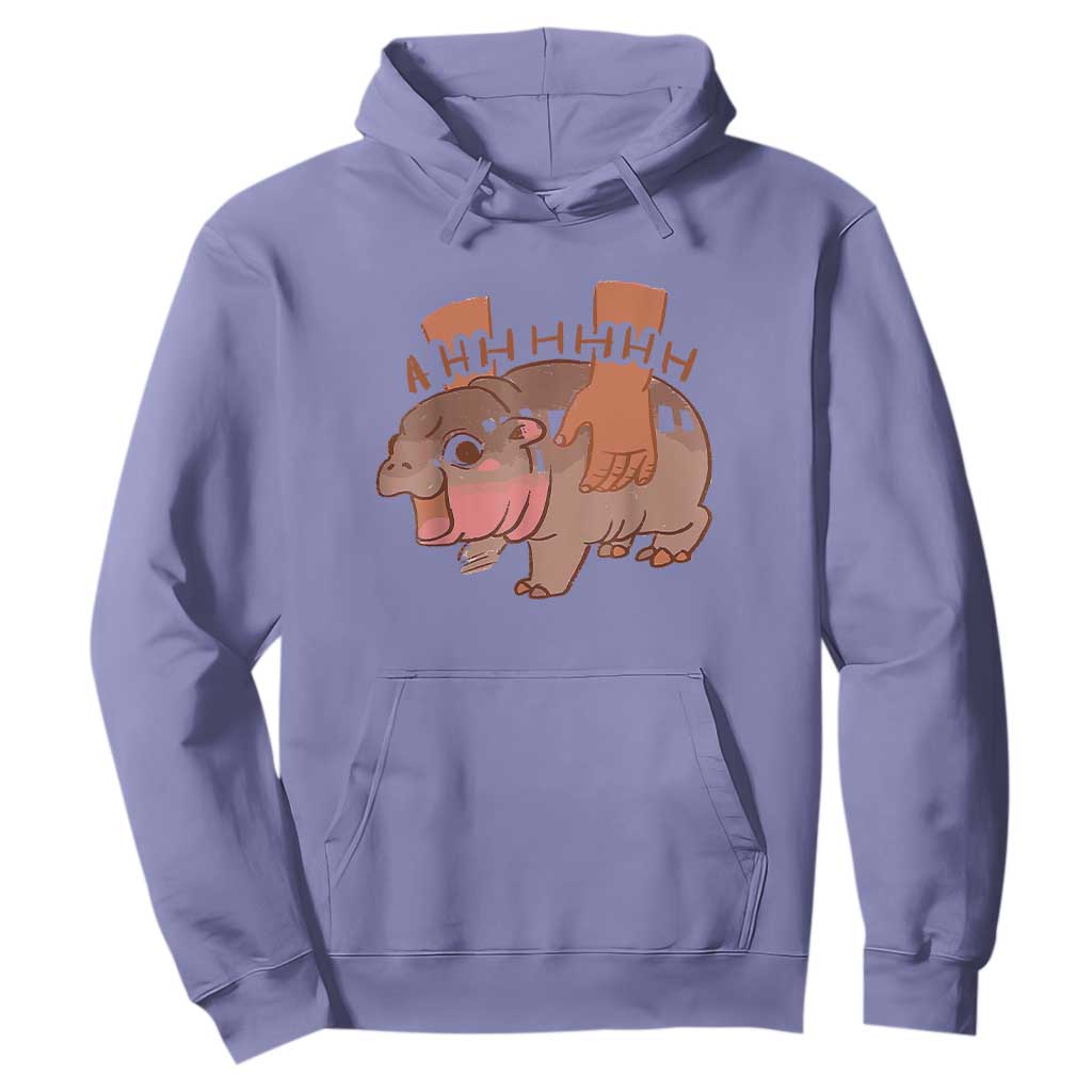 Baby Hippo Moo Deng Hoodie Bouncy Pig in Thai Picture The Cute Pygmy Hippopotamus TS02 Violet Print Your Wear