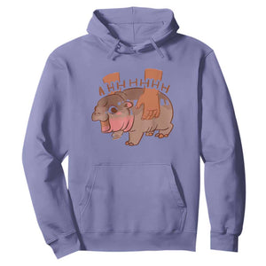 Baby Hippo Moo Deng Hoodie Bouncy Pig in Thai Picture The Cute Pygmy Hippopotamus TS02 Violet Print Your Wear