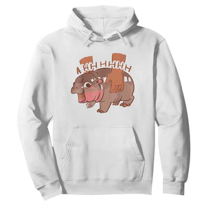 Baby Hippo Moo Deng Hoodie Bouncy Pig in Thai Picture The Cute Pygmy Hippopotamus TS02 White Print Your Wear