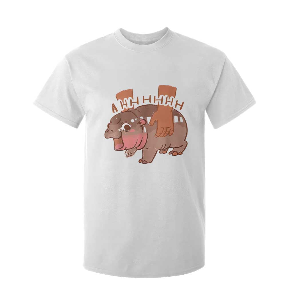 Baby Hippo Moo Deng T Shirt For Kid Bouncy Pig in Thai Picture The Cute Pygmy Hippopotamus TS02 White Print Your Wear