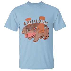 Baby Hippo Moo Deng T Shirt Bouncy Pig in Thai Picture The Cute Pygmy Hippopotamus TS02 Light Blue Print Your Wear