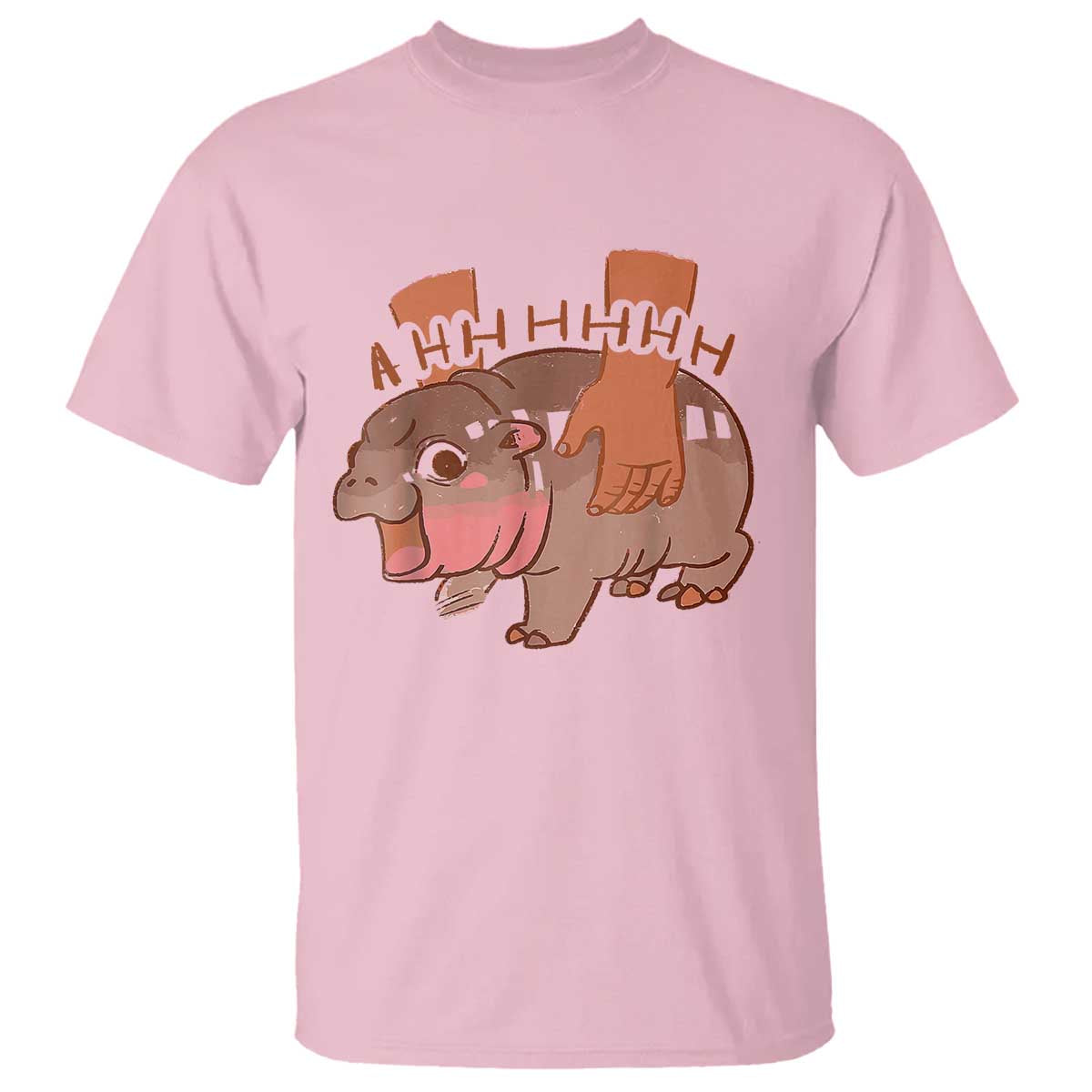 Baby Hippo Moo Deng T Shirt Bouncy Pig in Thai Picture The Cute Pygmy Hippopotamus TS02 Light Pink Print Your Wear