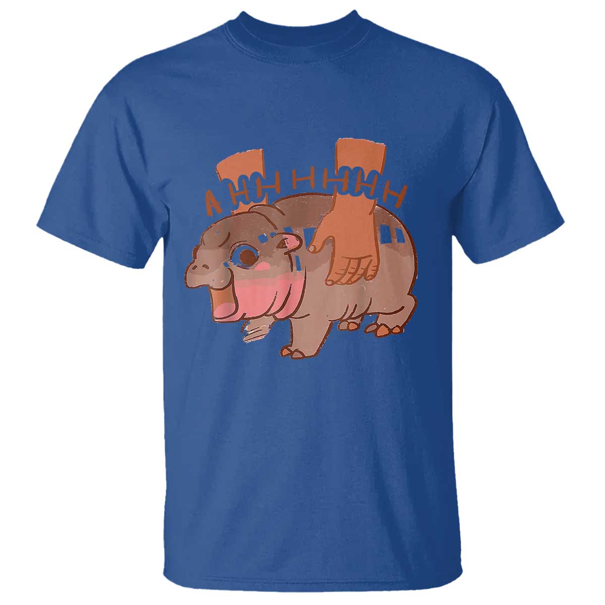 Baby Hippo Moo Deng T Shirt Bouncy Pig in Thai Picture The Cute Pygmy Hippopotamus TS02 Royal Blue Print Your Wear