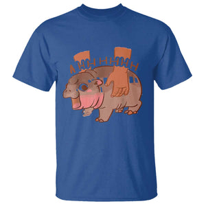 Baby Hippo Moo Deng T Shirt Bouncy Pig in Thai Picture The Cute Pygmy Hippopotamus TS02 Royal Blue Print Your Wear