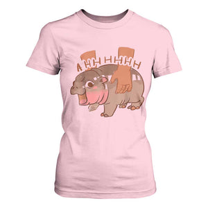 Baby Hippo Moo Deng T Shirt For Women Bouncy Pig in Thai Picture The Cute Pygmy Hippopotamus TS02 Light Pink Print Your Wear