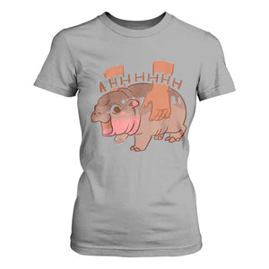 Baby Hippo Moo Deng T Shirt For Women Bouncy Pig in Thai Picture The Cute Pygmy Hippopotamus TS02 Sport Gray Print Your Wear