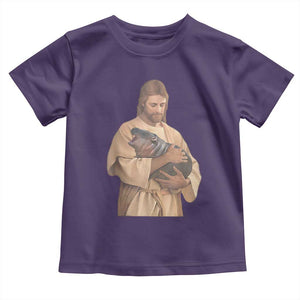 Jesus Loves Moo Deng Baby Shirt Bouncy Pig Cute Pygmy Hippo Meme TS02 Purple Print Your Wear
