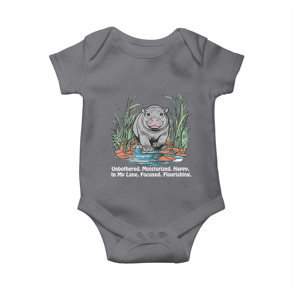 Baby Hippo Moo Deng Baby Onesie Unbothered Bouncy Pig Meme Cute Viral TS02 Charcoal Print Your Wear