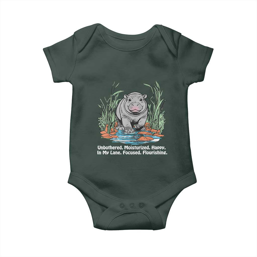 Baby Hippo Moo Deng Baby Onesie Unbothered Bouncy Pig Meme Cute Viral TS02 Print Your Wear