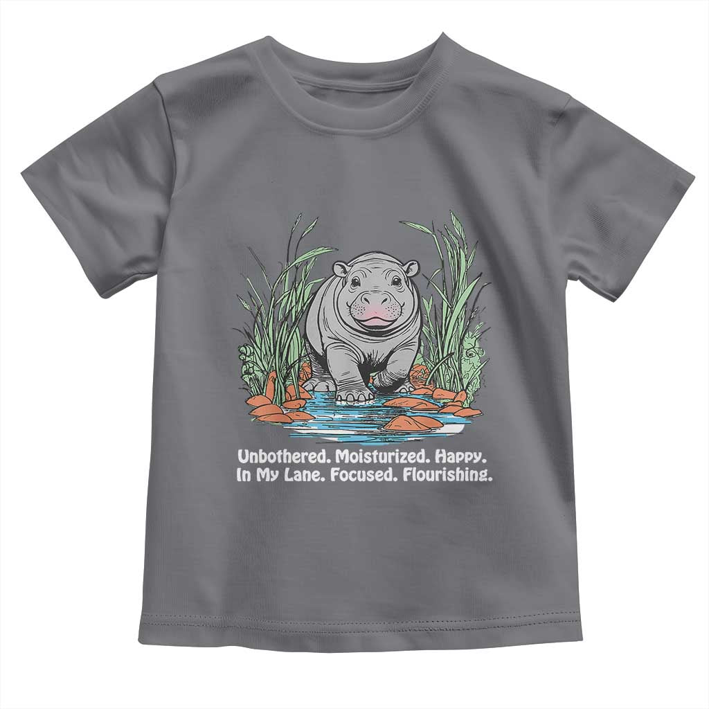 Baby Hippo Moo Deng Baby Shirt Unbothered Bouncy Pig Meme Cute Viral TS02 Charcoal Print Your Wear