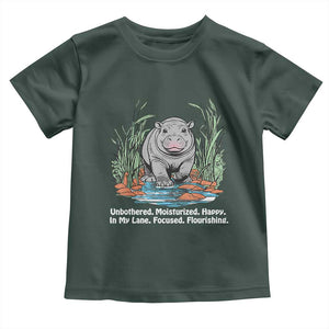 Baby Hippo Moo Deng Baby Shirt Unbothered Bouncy Pig Meme Cute Viral TS02 Dark Forest Green Print Your Wear