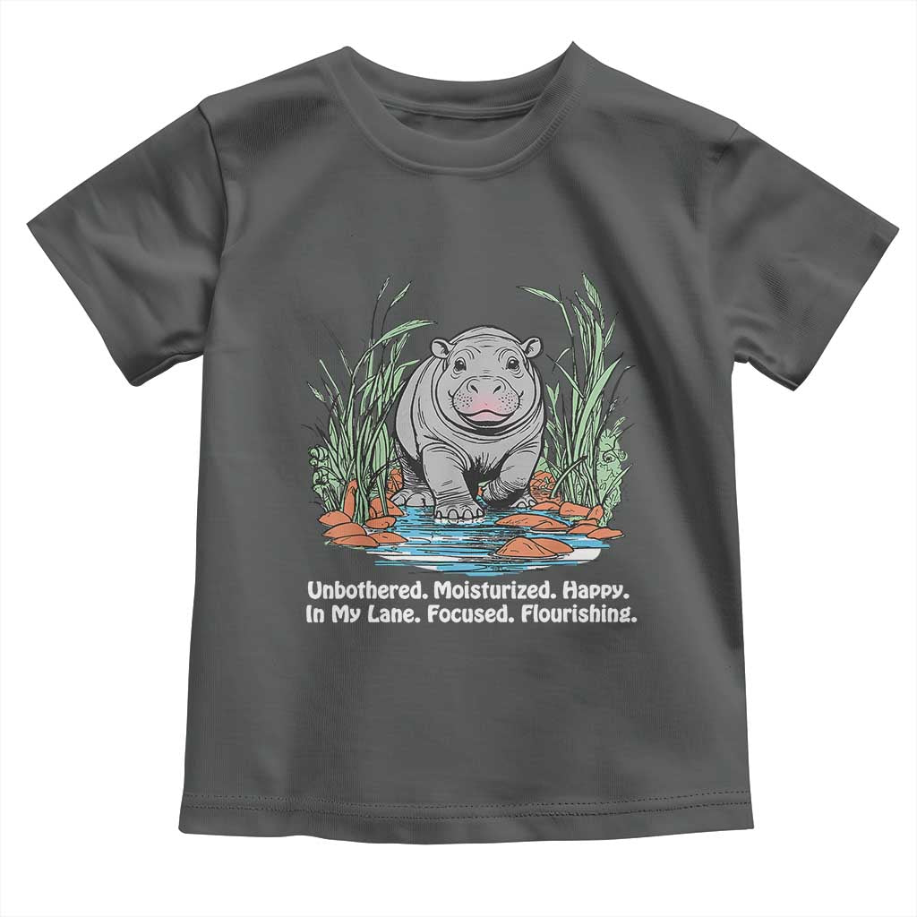 Baby Hippo Moo Deng Baby Shirt Unbothered Bouncy Pig Meme Cute Viral TS02 Dark Heather Print Your Wear