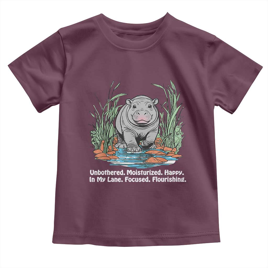Baby Hippo Moo Deng Baby Shirt Unbothered Bouncy Pig Meme Cute Viral TS02 Maroon Print Your Wear