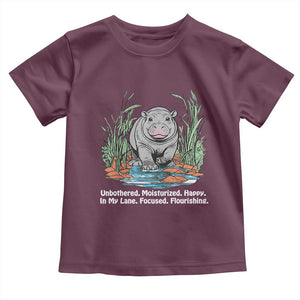 Baby Hippo Moo Deng Baby Shirt Unbothered Bouncy Pig Meme Cute Viral TS02 Maroon Print Your Wear