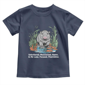 Baby Hippo Moo Deng Baby Shirt Unbothered Bouncy Pig Meme Cute Viral TS02 Navy Print Your Wear