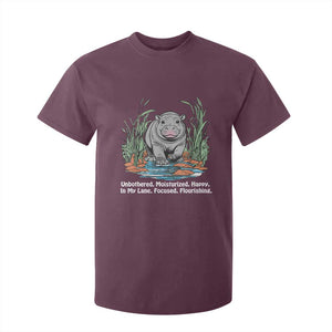 Baby Hippo Moo Deng T Shirt For Kid Unbothered Bouncy Pig Meme Cute Viral TS02 Maroon Print Your Wear