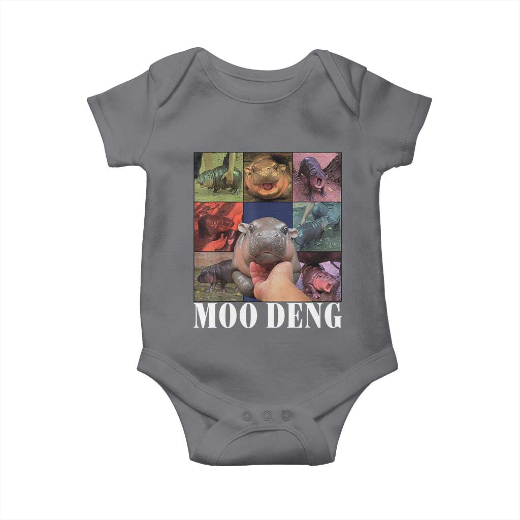 Baby Hippo Moo Deng Baby Onesie Pygmy Hippo Cute Zoo For Family TS02 Charcoal Print Your Wear