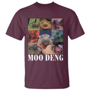 Baby Hippo Moo Deng T Shirt Pygmy Hippo Cute Zoo For Family TS02 Maroon Print Your Wear