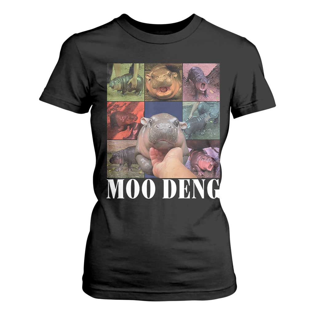 Baby Hippo Moo Deng T Shirt For Women Pygmy Hippo Cute Zoo For Family TS02 Black Print Your Wear