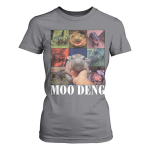 Baby Hippo Moo Deng T Shirt For Women Pygmy Hippo Cute Zoo For Family TS02 Charcoal Print Your Wear