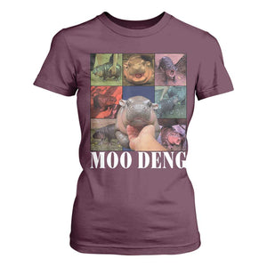 Baby Hippo Moo Deng T Shirt For Women Pygmy Hippo Cute Zoo For Family TS02 Maroon Print Your Wear