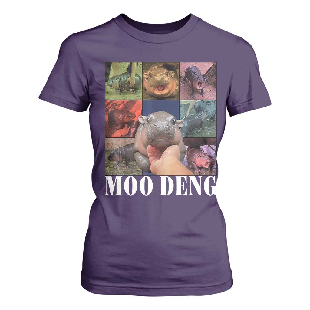 Baby Hippo Moo Deng T Shirt For Women Pygmy Hippo Cute Zoo For Family TS02 Purple Print Your Wear