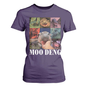 Baby Hippo Moo Deng T Shirt For Women Pygmy Hippo Cute Zoo For Family TS02 Purple Print Your Wear