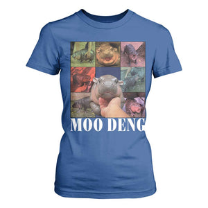 Baby Hippo Moo Deng T Shirt For Women Pygmy Hippo Cute Zoo For Family TS02 Royal Blue Print Your Wear