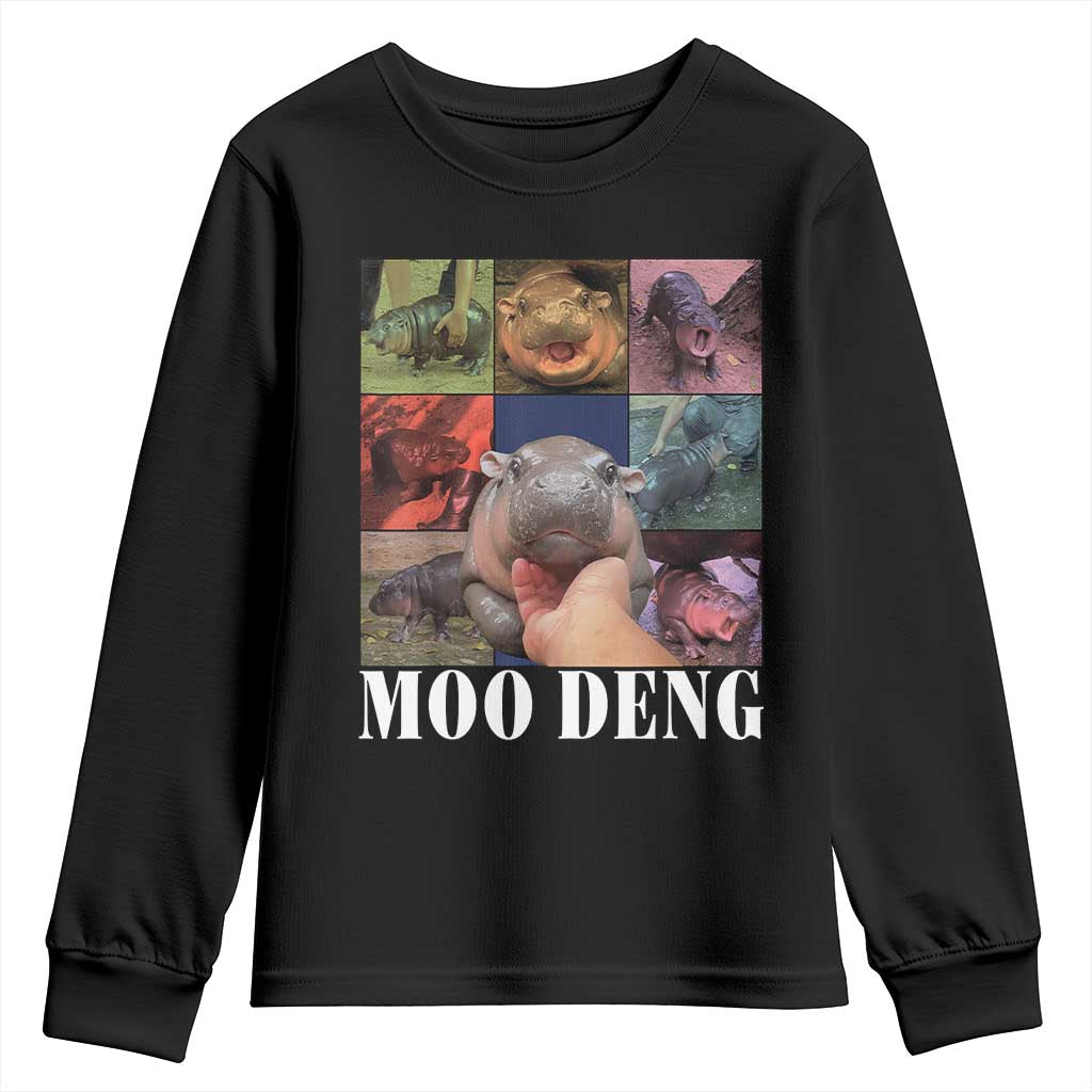 Baby Hippo Moo Deng Youth Sweatshirt Pygmy Hippo Cute Zoo For Family TS02 Black Print Your Wear