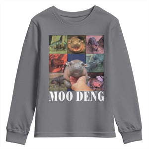 Baby Hippo Moo Deng Youth Sweatshirt Pygmy Hippo Cute Zoo For Family TS02 Charcoal Print Your Wear
