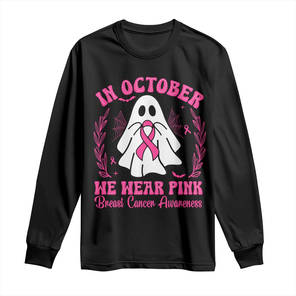 Breast Cancer Awareness Long Sleeve Shirt In October We Wear Pink TS02 Black Print Your Wear