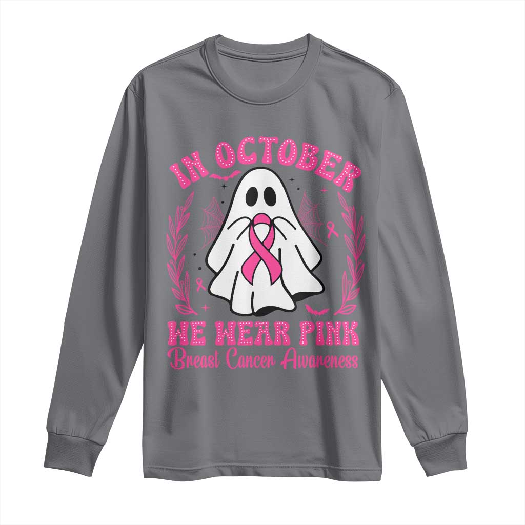 Breast Cancer Awareness Long Sleeve Shirt In October We Wear Pink TS02 Charcoal Print Your Wear