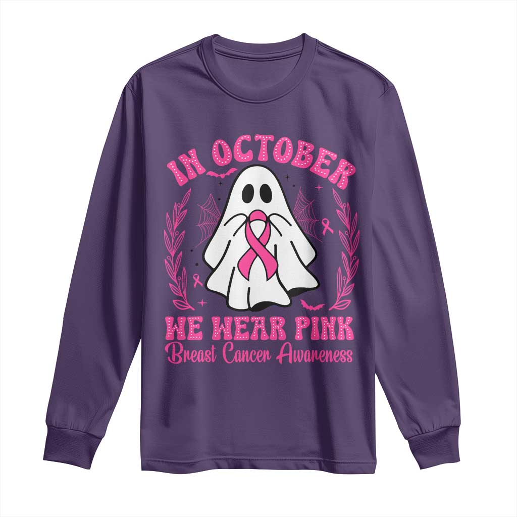 Breast Cancer Awareness Long Sleeve Shirt In October We Wear Pink TS02 Purple Print Your Wear