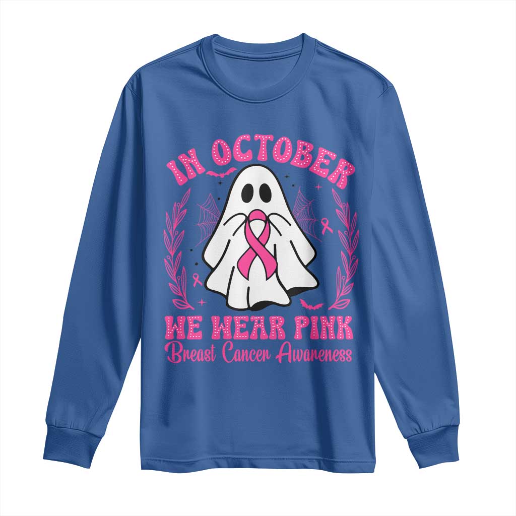 Breast Cancer Awareness Long Sleeve Shirt In October We Wear Pink TS02 Royal Blue Print Your Wear