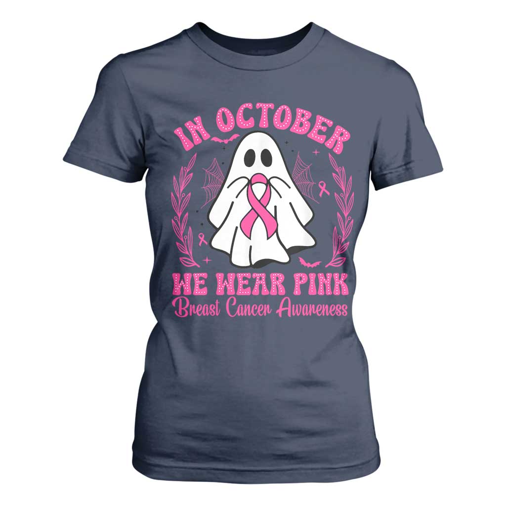 Breast Cancer Awareness T Shirt For Women In October We Wear Pink TS02 Navy Print Your Wear