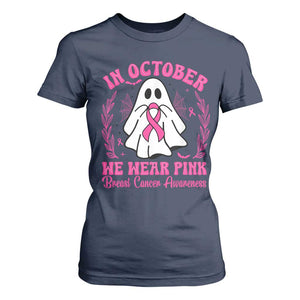 Breast Cancer Awareness T Shirt For Women In October We Wear Pink TS02 Navy Print Your Wear