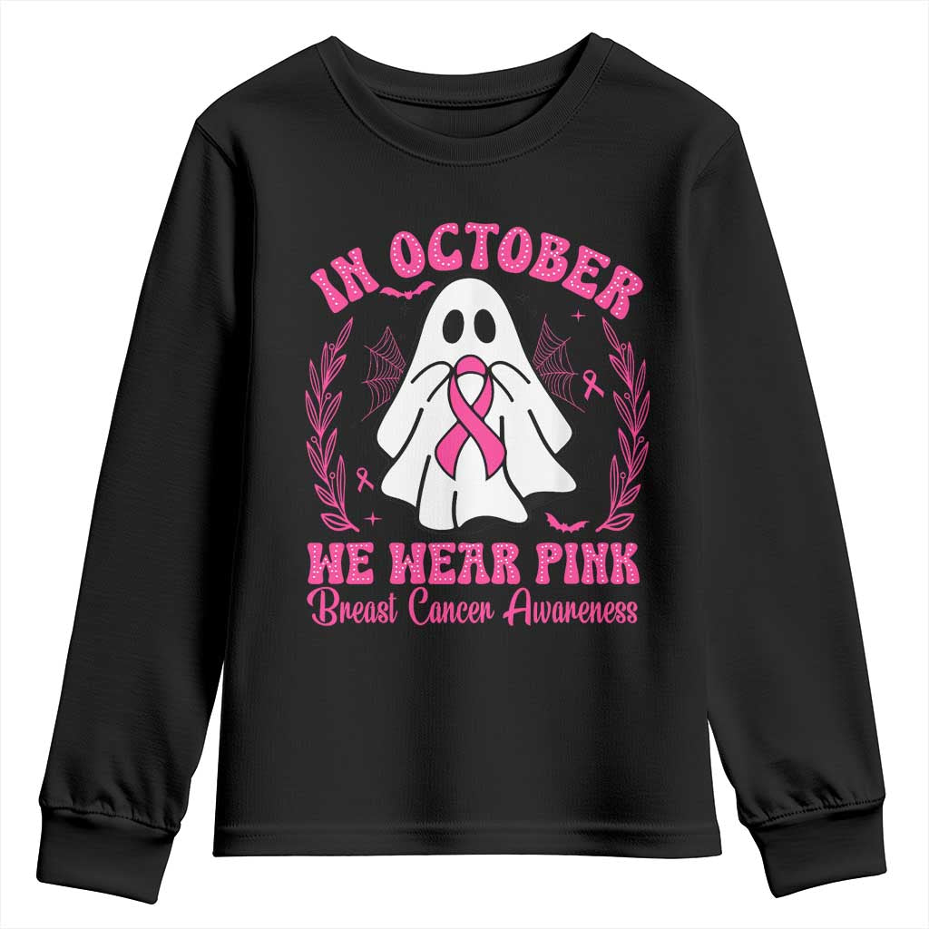 Breast Cancer Awareness Youth Sweatshirt In October We Wear Pink TS02 Black Print Your Wear