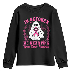 Breast Cancer Awareness Youth Sweatshirt In October We Wear Pink TS02 Black Print Your Wear