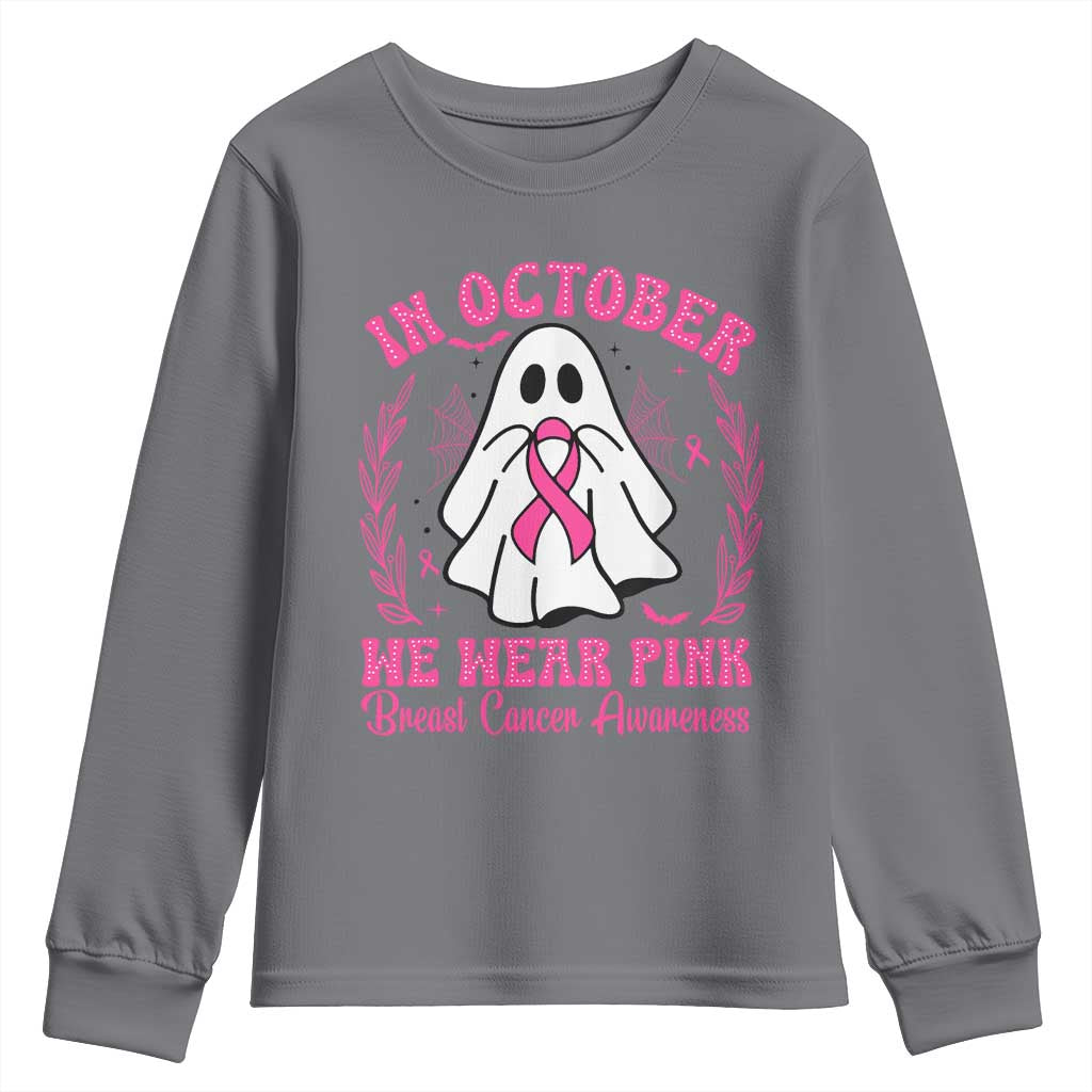 Breast Cancer Awareness Youth Sweatshirt In October We Wear Pink TS02 Charcoal Print Your Wear
