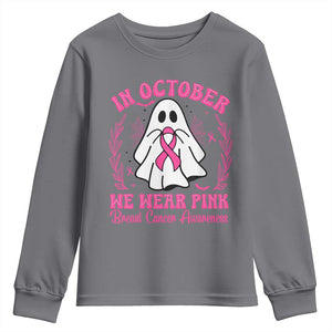 Breast Cancer Awareness Youth Sweatshirt In October We Wear Pink TS02 Charcoal Print Your Wear