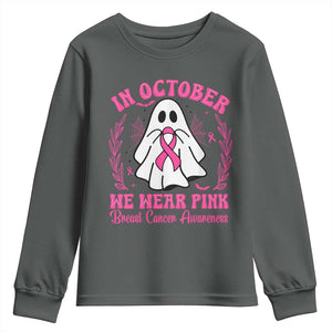 Breast Cancer Awareness Youth Sweatshirt In October We Wear Pink TS02 Dark Heather Print Your Wear