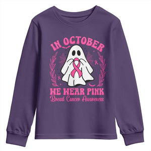 Breast Cancer Awareness Youth Sweatshirt In October We Wear Pink TS02 Purple Print Your Wear