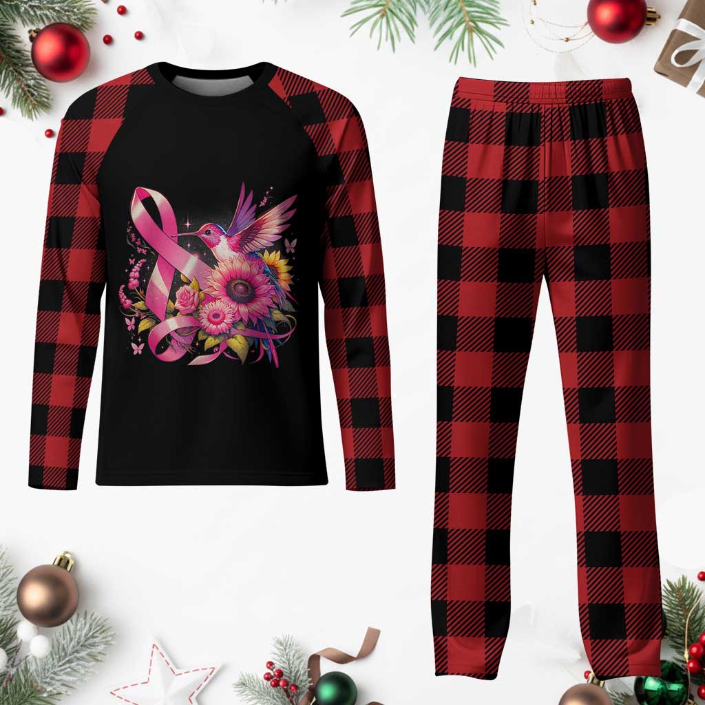 Breast Cancer Awareness Plaid Pajama Set Hummingbird Pink Ribbon Support TS02 Buffalo Plaid Print Your Wear