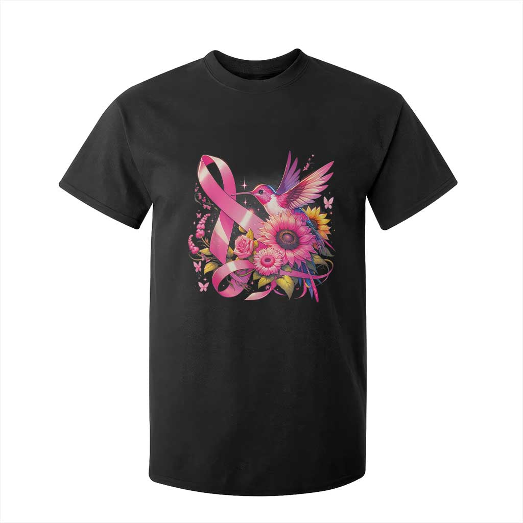 Breast Cancer Awareness T Shirt For Kid Hummingbird Pink Ribbon Support TS02 Black Print Your Wear