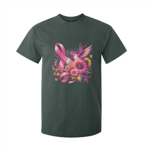 Breast Cancer Awareness T Shirt For Kid Hummingbird Pink Ribbon Support TS02 Dark Forest Green Print Your Wear