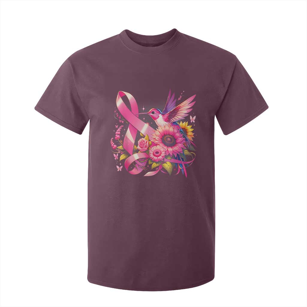 Breast Cancer Awareness T Shirt For Kid Hummingbird Pink Ribbon Support TS02 Maroon Print Your Wear