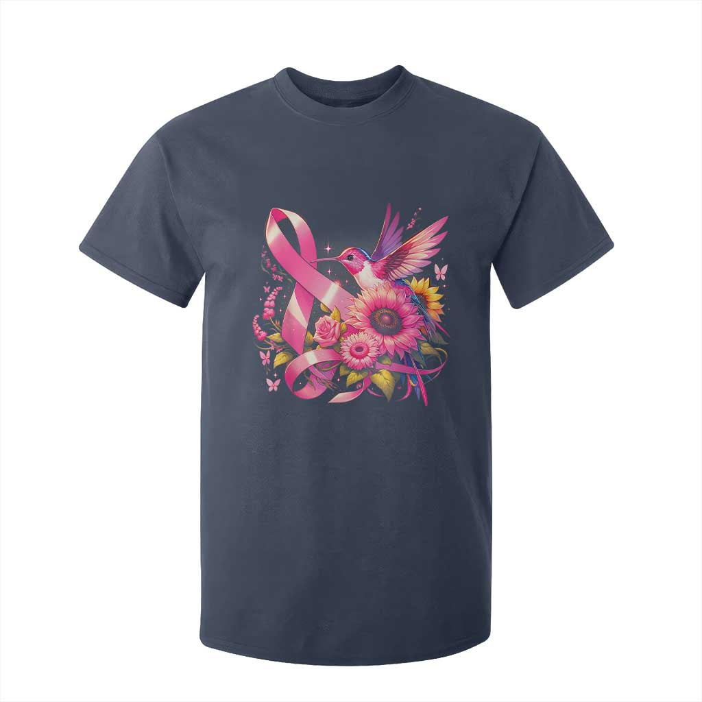 Breast Cancer Awareness T Shirt For Kid Hummingbird Pink Ribbon Support TS02 Navy Print Your Wear
