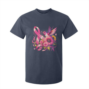Breast Cancer Awareness T Shirt For Kid Hummingbird Pink Ribbon Support TS02 Navy Print Your Wear