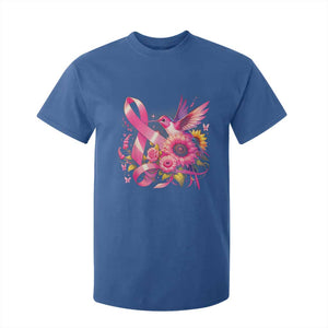 Breast Cancer Awareness T Shirt For Kid Hummingbird Pink Ribbon Support TS02 Royal Blue Print Your Wear